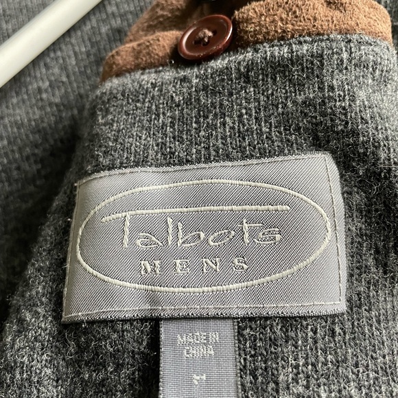 Talbots Brown and Gray Bomber Jacket with Suede and Knit - Picture 5 of 5